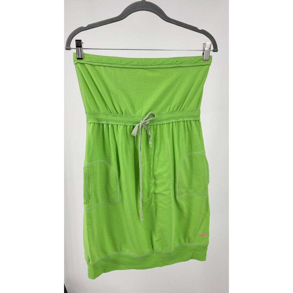 PINK Victoria's Secret Lime Green Strapless Terry Cloth Mini Dress Large L